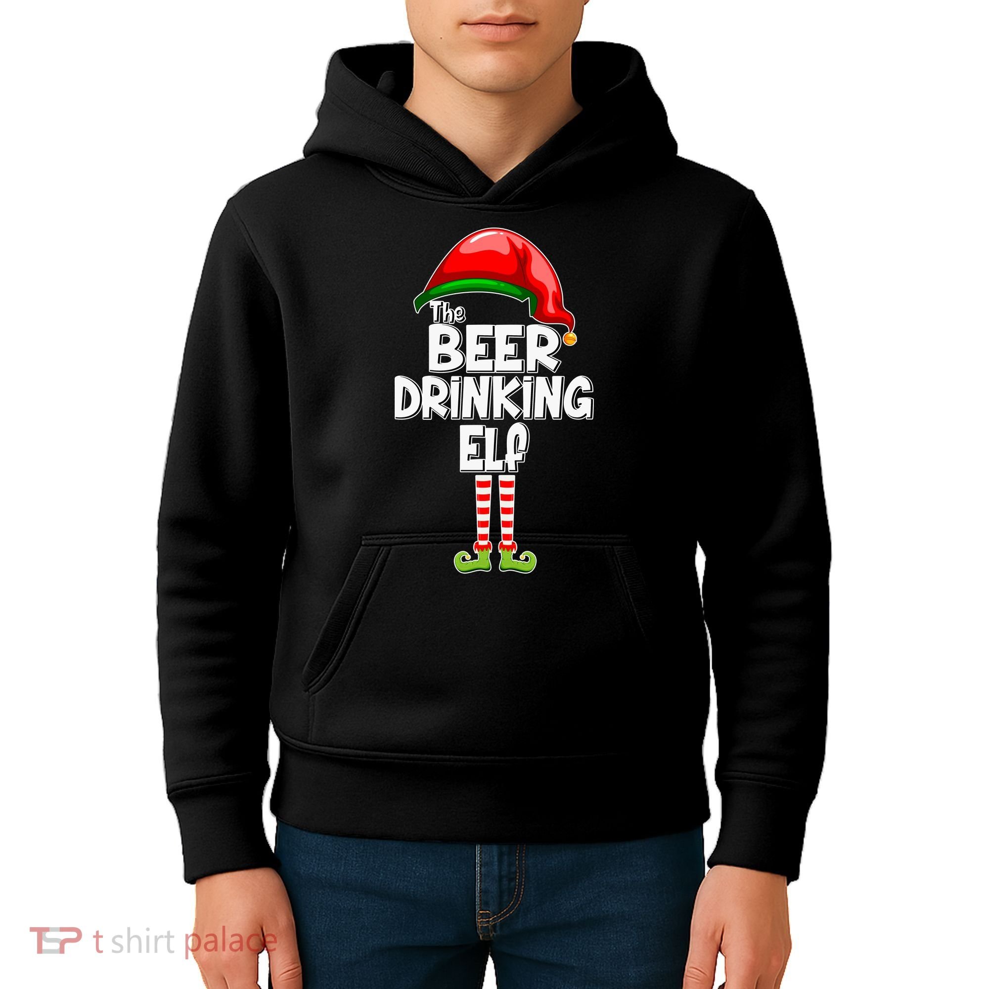 The Beer Drinking Elf Family Matching Christmas Kids Hoodie