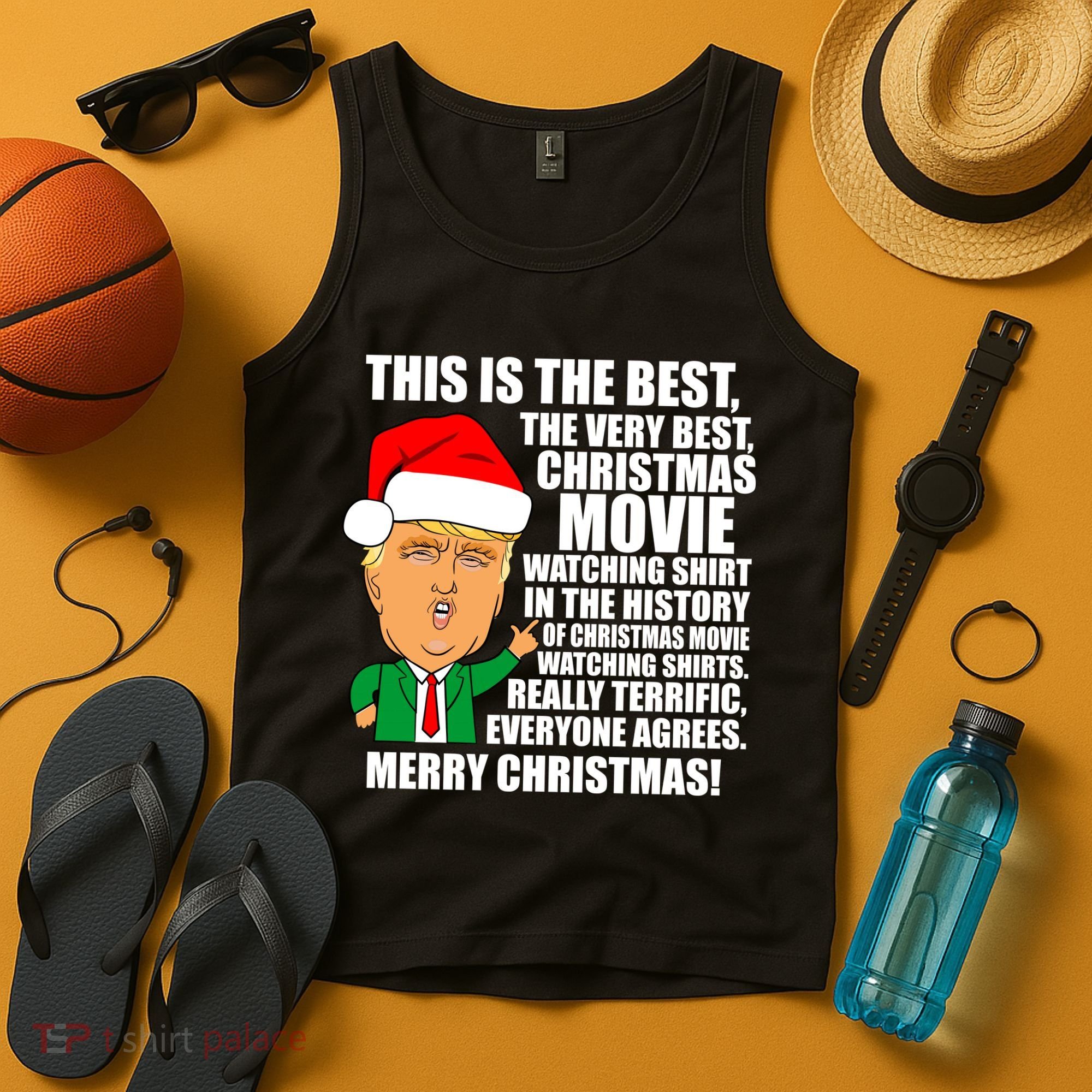 The Best Christmas Movie Watching Shirt Ever Donald Trump Tank Top