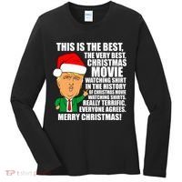 The Best Christmas Movie Watching Shirt Ever Donald Trump Women's Long Sleeve Shirt thumb 0