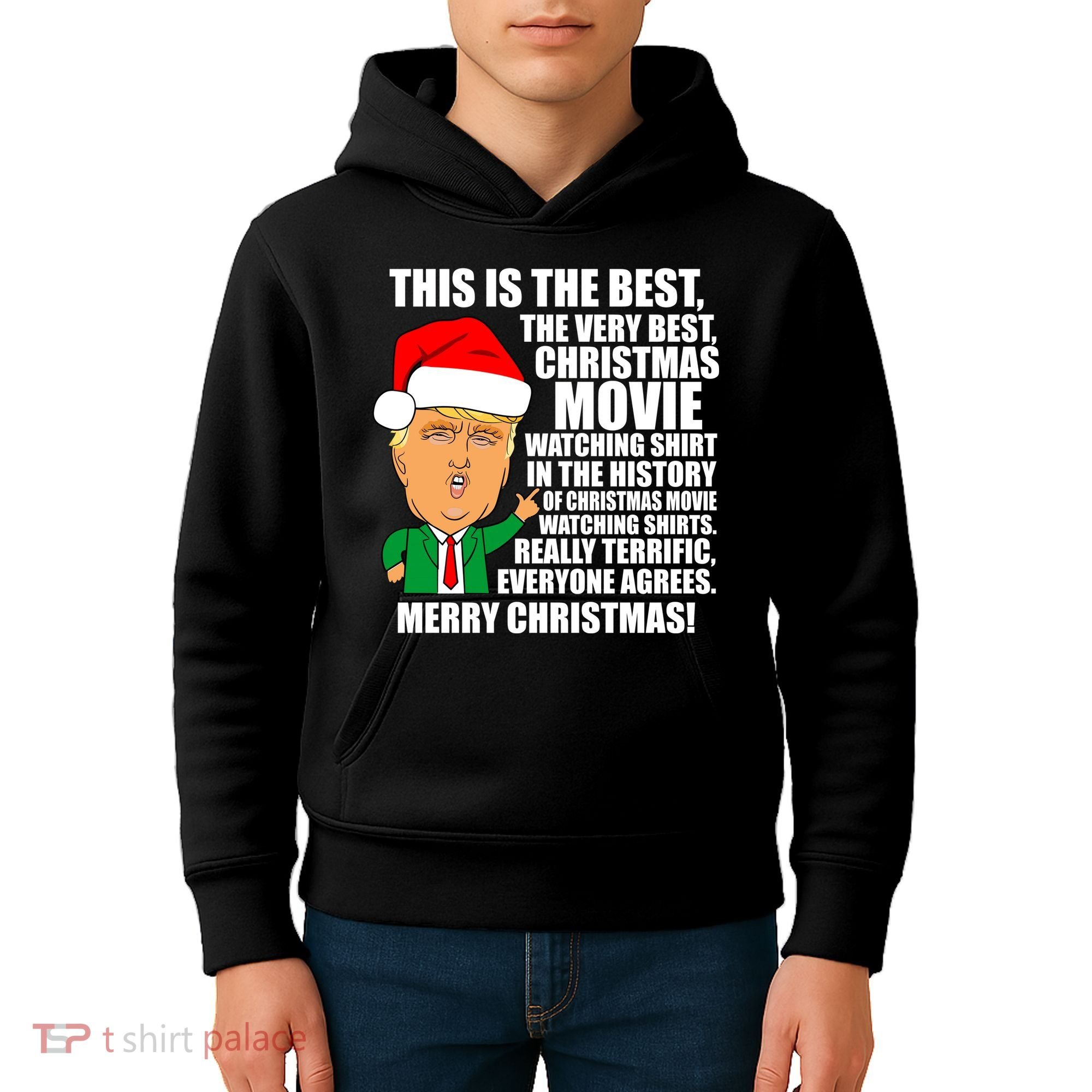 The Best Christmas Movie Watching Shirt Ever Donald Trump Kids Hoodie