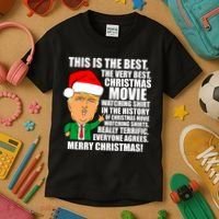 The Best Christmas Movie Watching Shirt Ever Donald Trump Kids T-Shirt thumb 3
