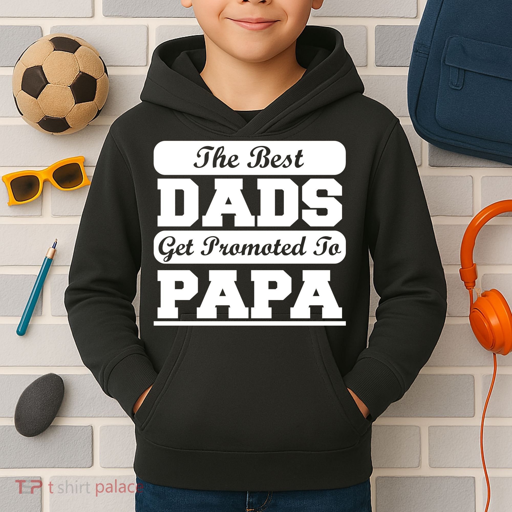 The Best Dads Get Promoted To Papa Kids Hoodie