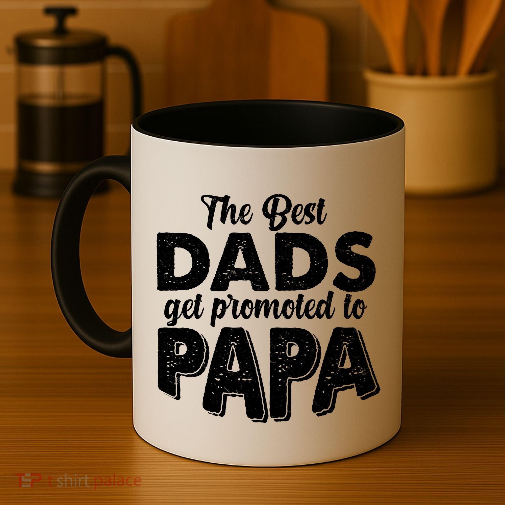 The Best Dads Get Promoted To Papa New Grandfather Coffee Mug