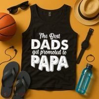 The Best Dads Get Promoted To Papa New Grandfather Tank Top thumb 4