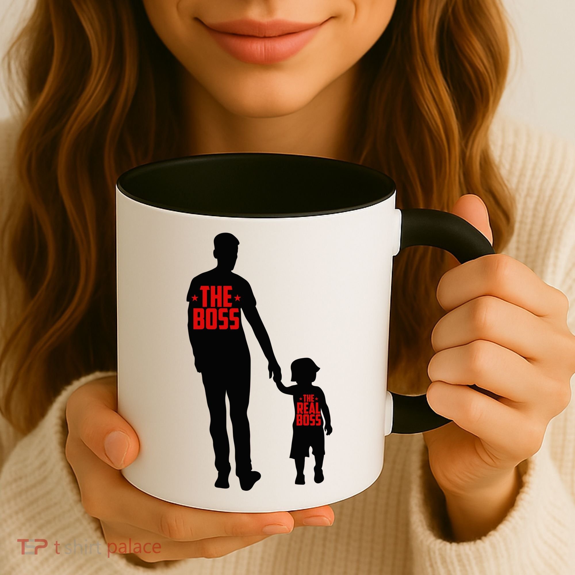 The Boss The Real Boss Father And Child Coffee Mug
