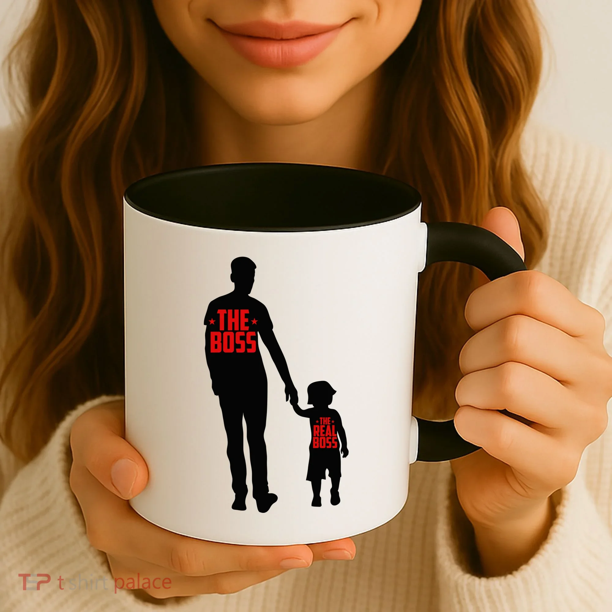 The Boss The Real Boss Father And Child Coffee Mug
