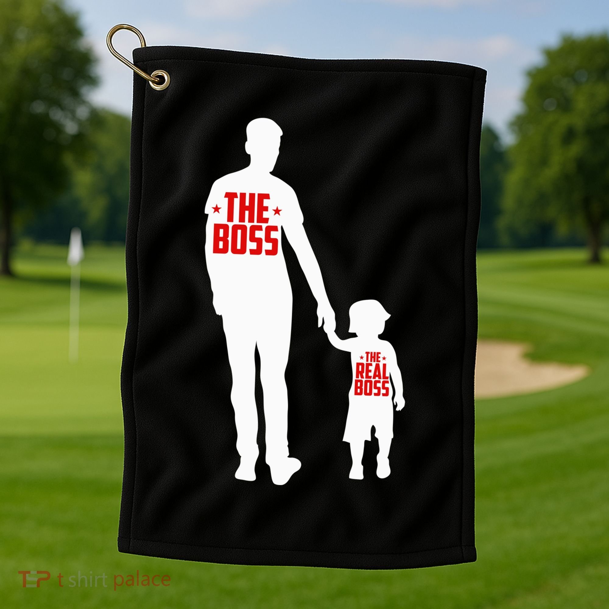 The Boss The Real Boss Father And Child Golf Towel