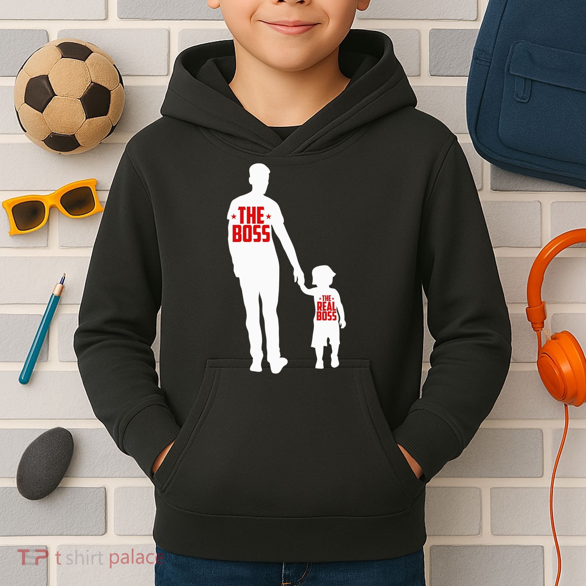 The Boss The Real Boss Father And Child Kids Hoodie