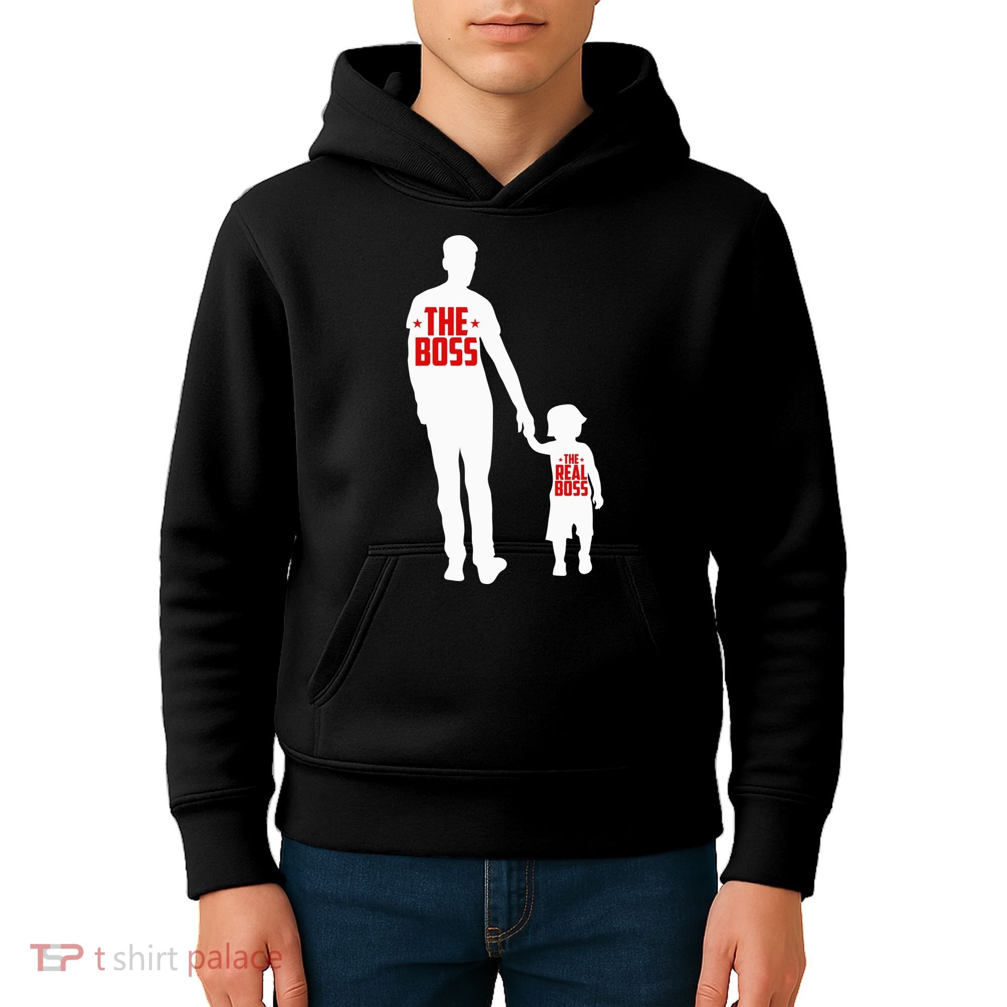 The Boss The Real Boss Father And Child Kids Hoodie