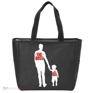 The Boss The Real Boss Father And Child Tote Bag