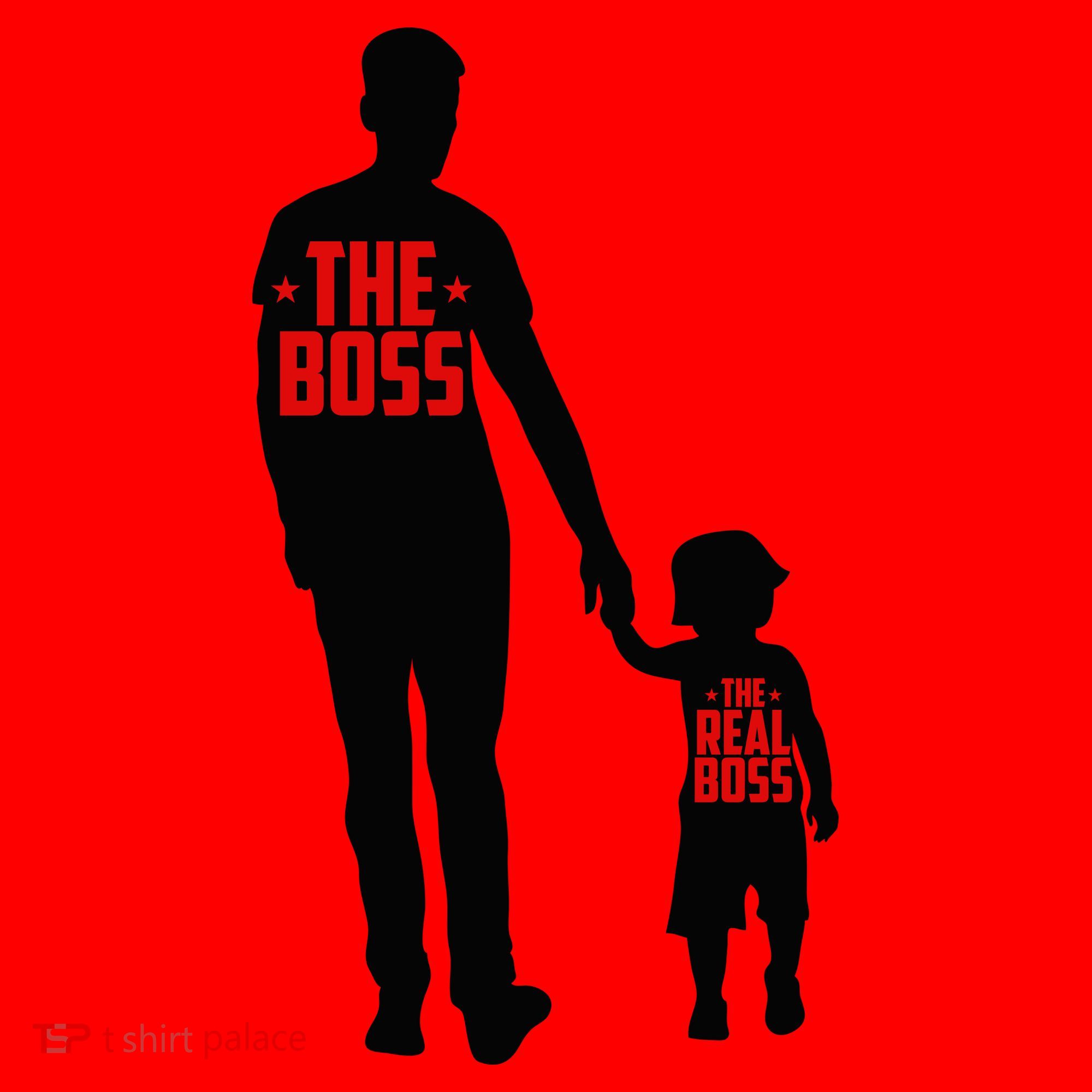 The Boss The Real Boss Father And Child Santa Hat