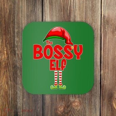 The Bossy Elf Matching Christmas Coaster