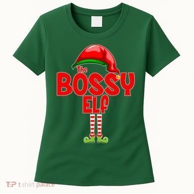 The Bossy Elf Matching Christmas Women's T-Shirt