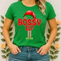 The Bossy Elf Matching Christmas Women's T-Shirt thumb 2