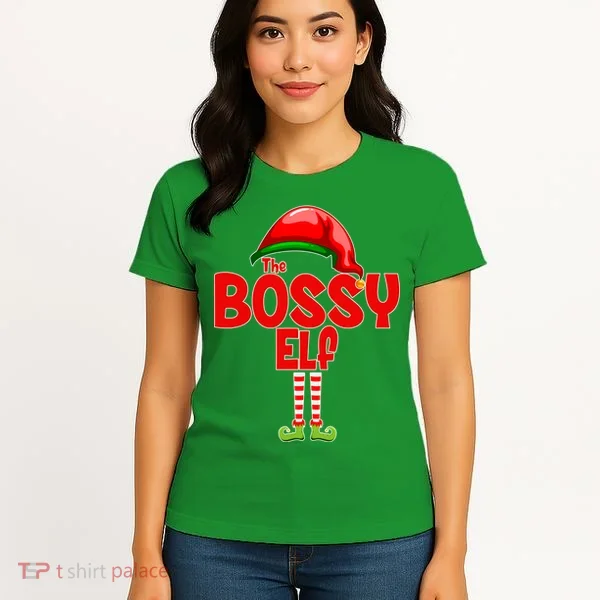 The Bossy Elf Matching Christmas Women's T-Shirt