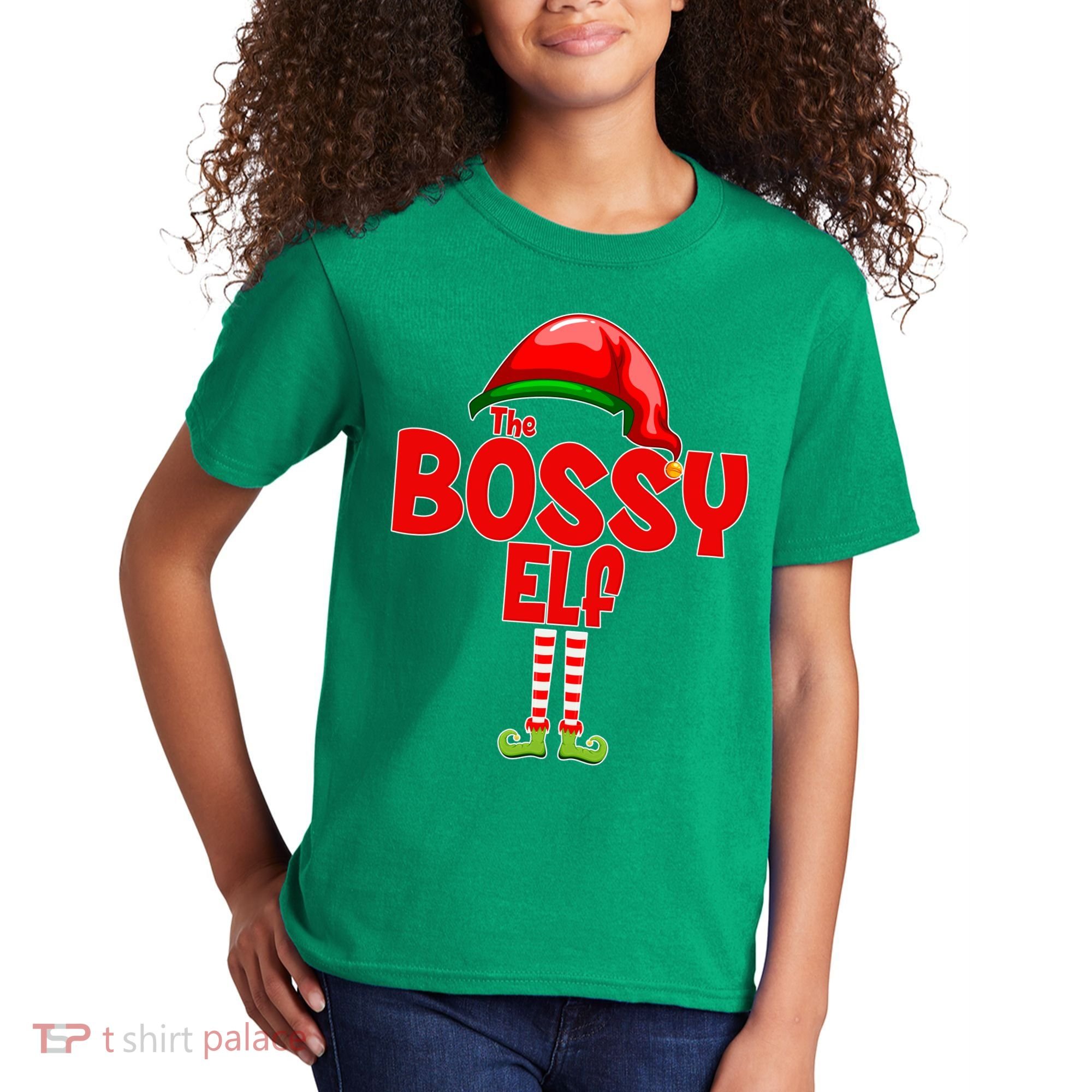 The Bossy Elf Matching Christmas Kids T-Shirt