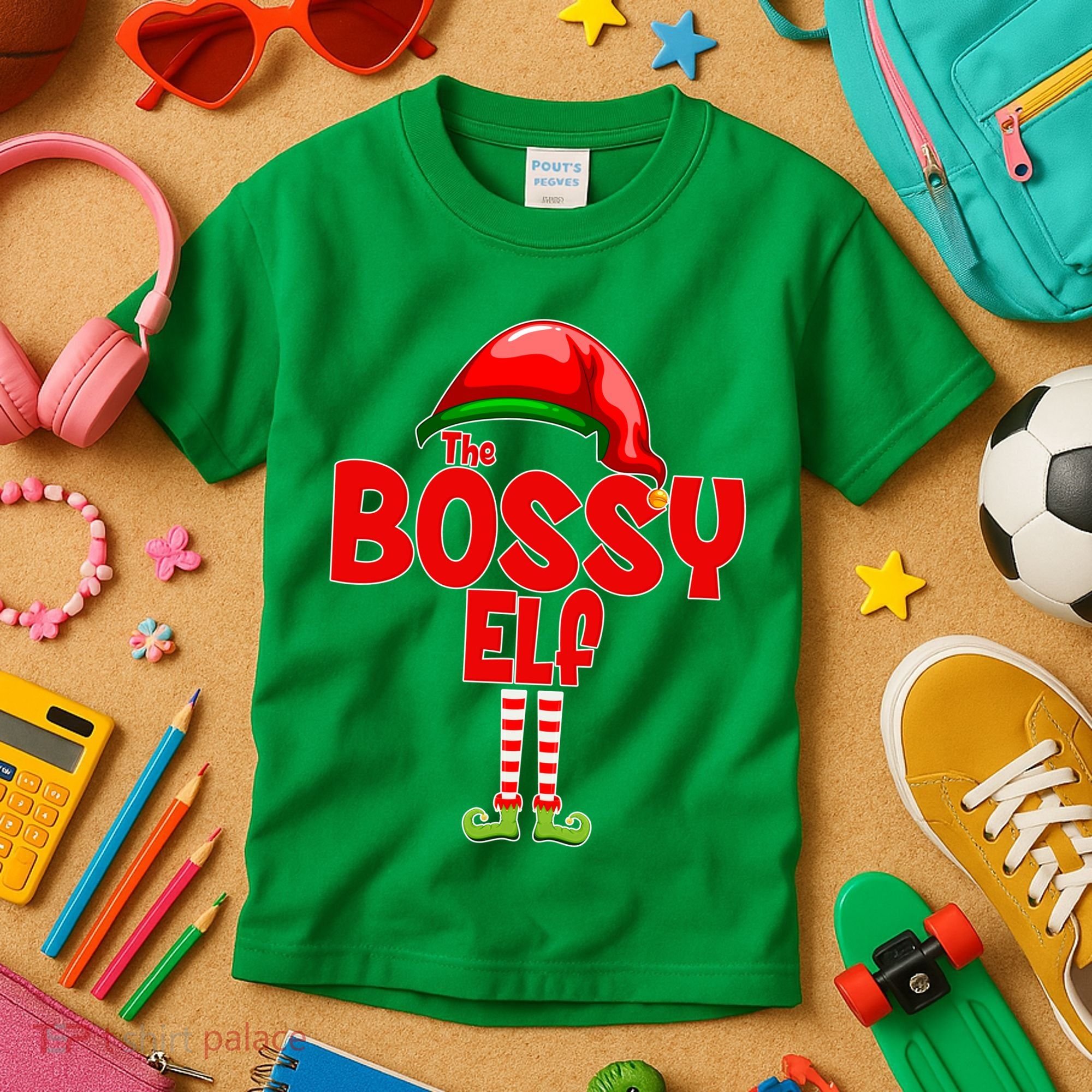 The Bossy Elf Matching Christmas Kids T-Shirt