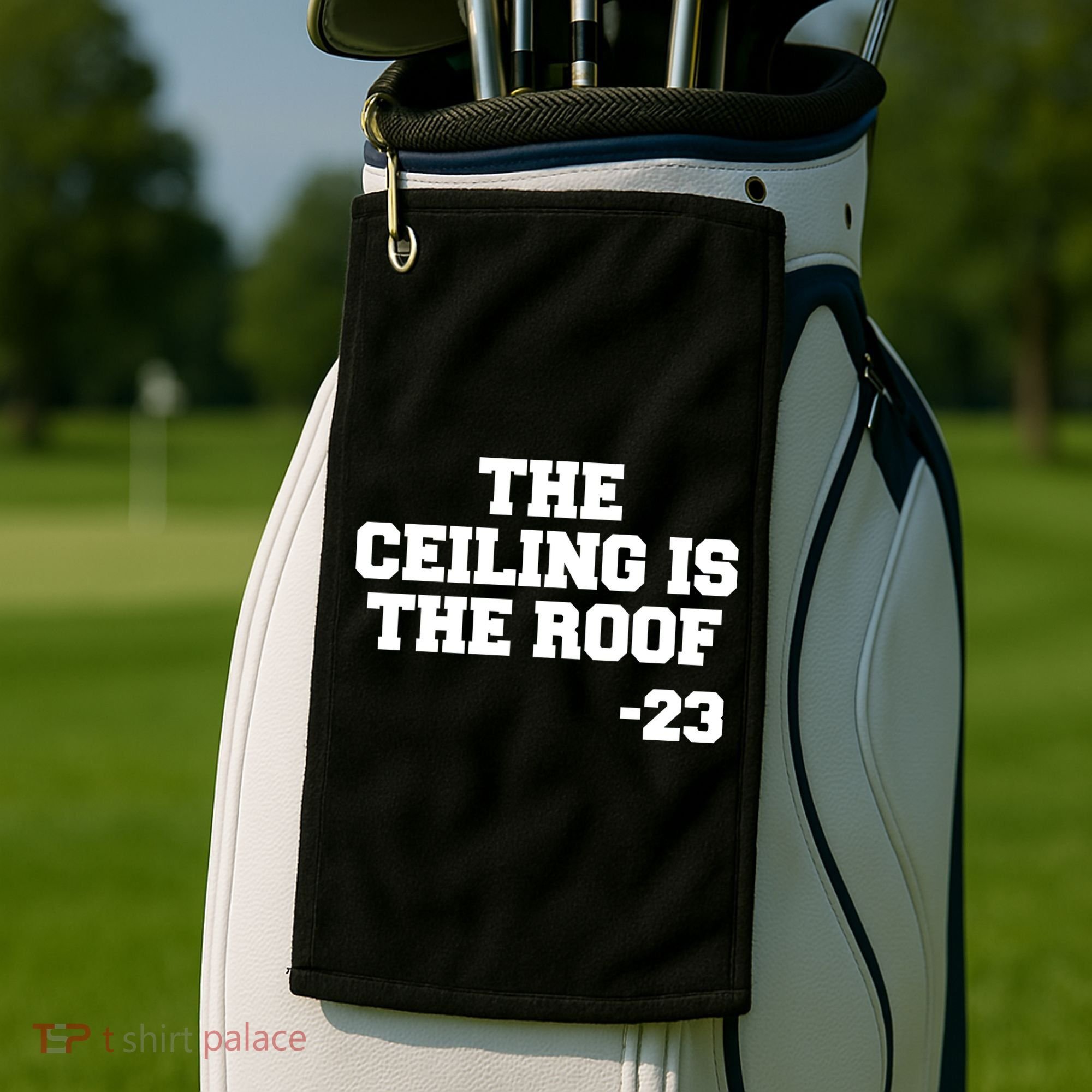 The Ceiling is the Roof 23 MJ College Text Golf Towel