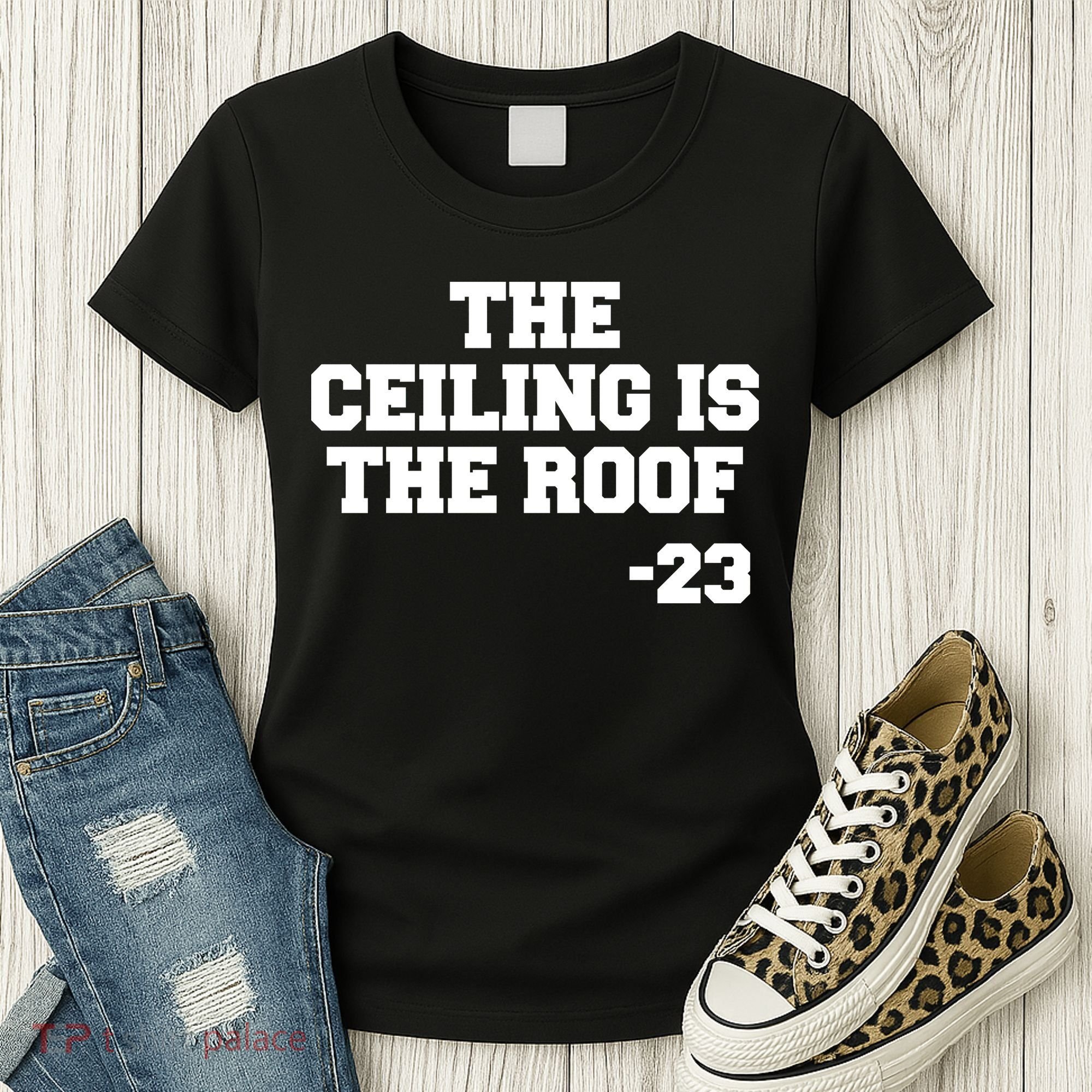 The Ceiling is the Roof 23 MJ College Text Women's T-Shirt