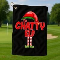 The Chatty Elf Christmas Golf Towel thumb 1