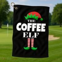 The Coffee Elf Family Matching Christmas Golf Towel thumb 1