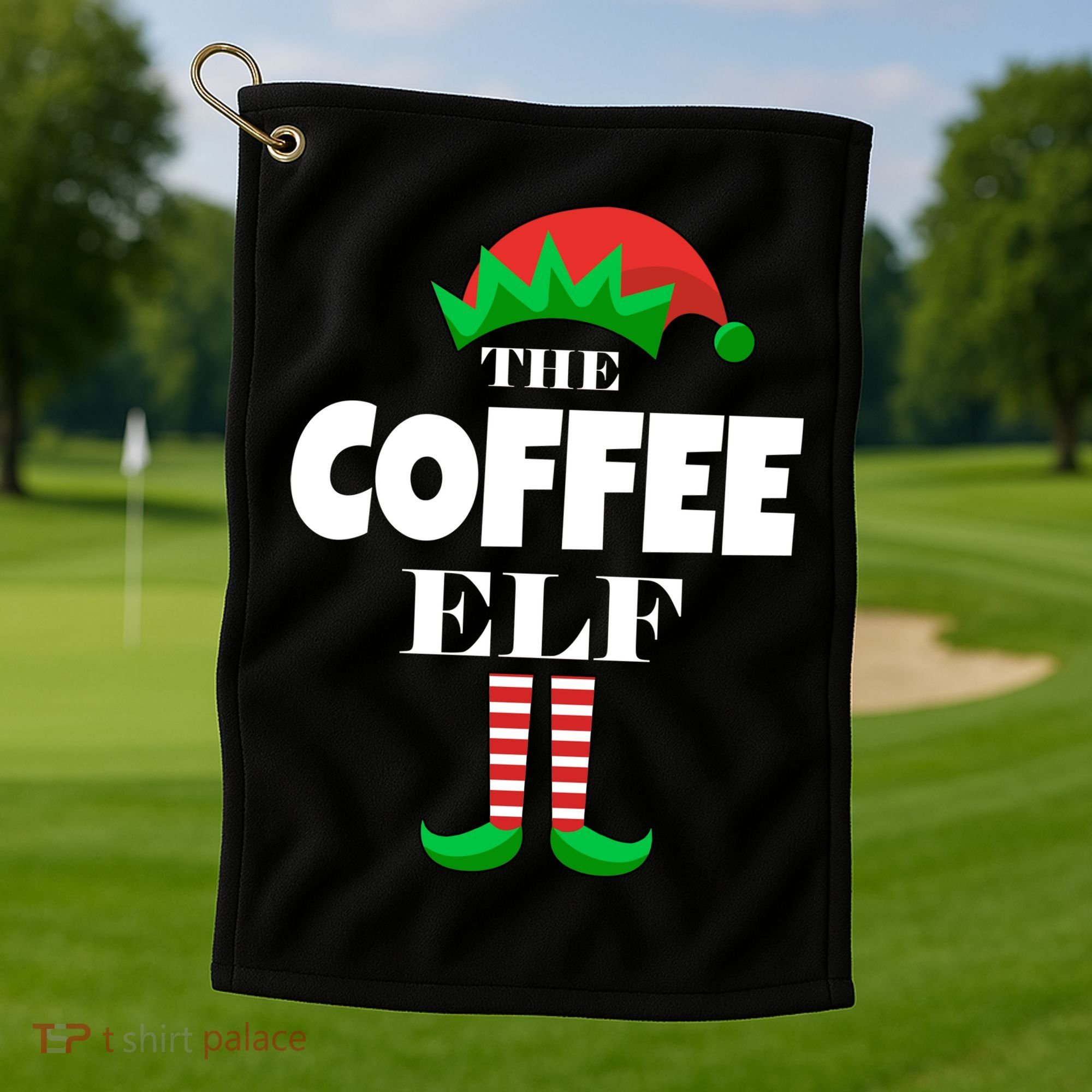 The Coffee Elf Family Matching Christmas Golf Towel