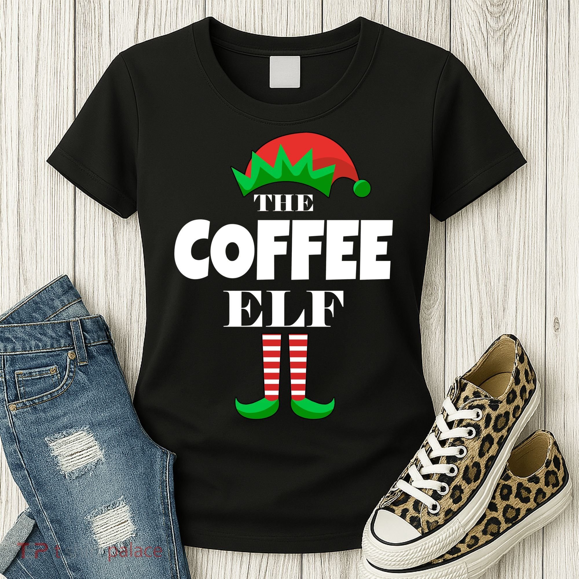 The Coffee Elf Family Matching Christmas Women's T-Shirt
