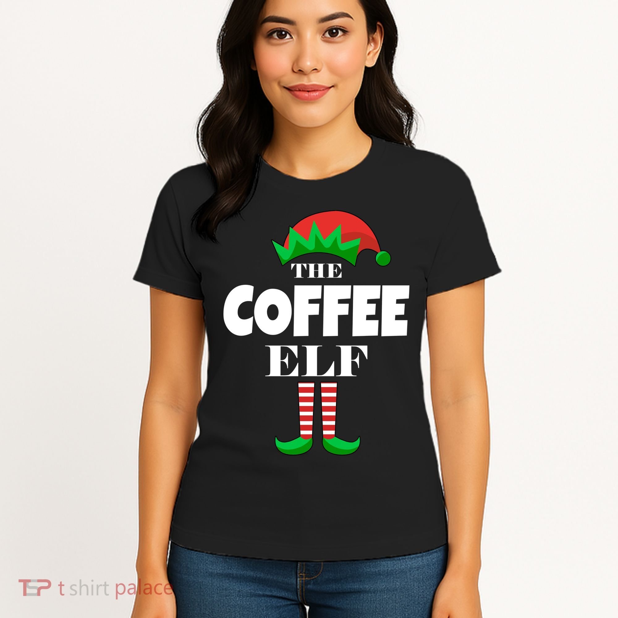 The Coffee Elf Family Matching Christmas Women's T-Shirt