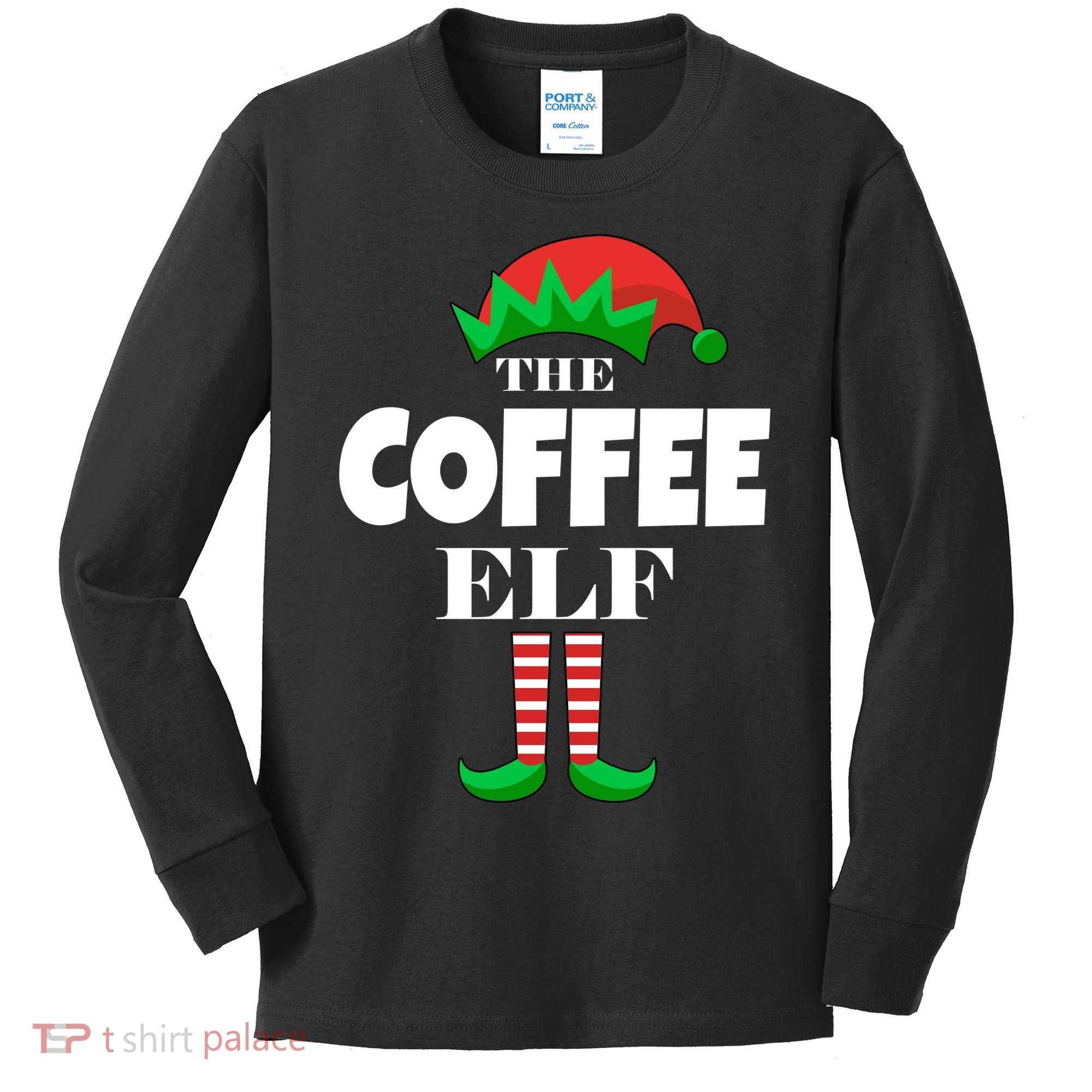 The Coffee Elf Family Matching Christmas Kids Long Sleeve Shirt