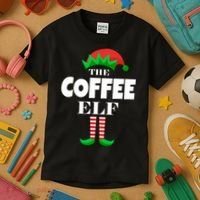 The Coffee Elf Family Matching Christmas Kids T-Shirt thumb 3