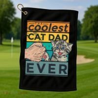 The Coolest Cat Dad Ever Golf Towel thumb 1