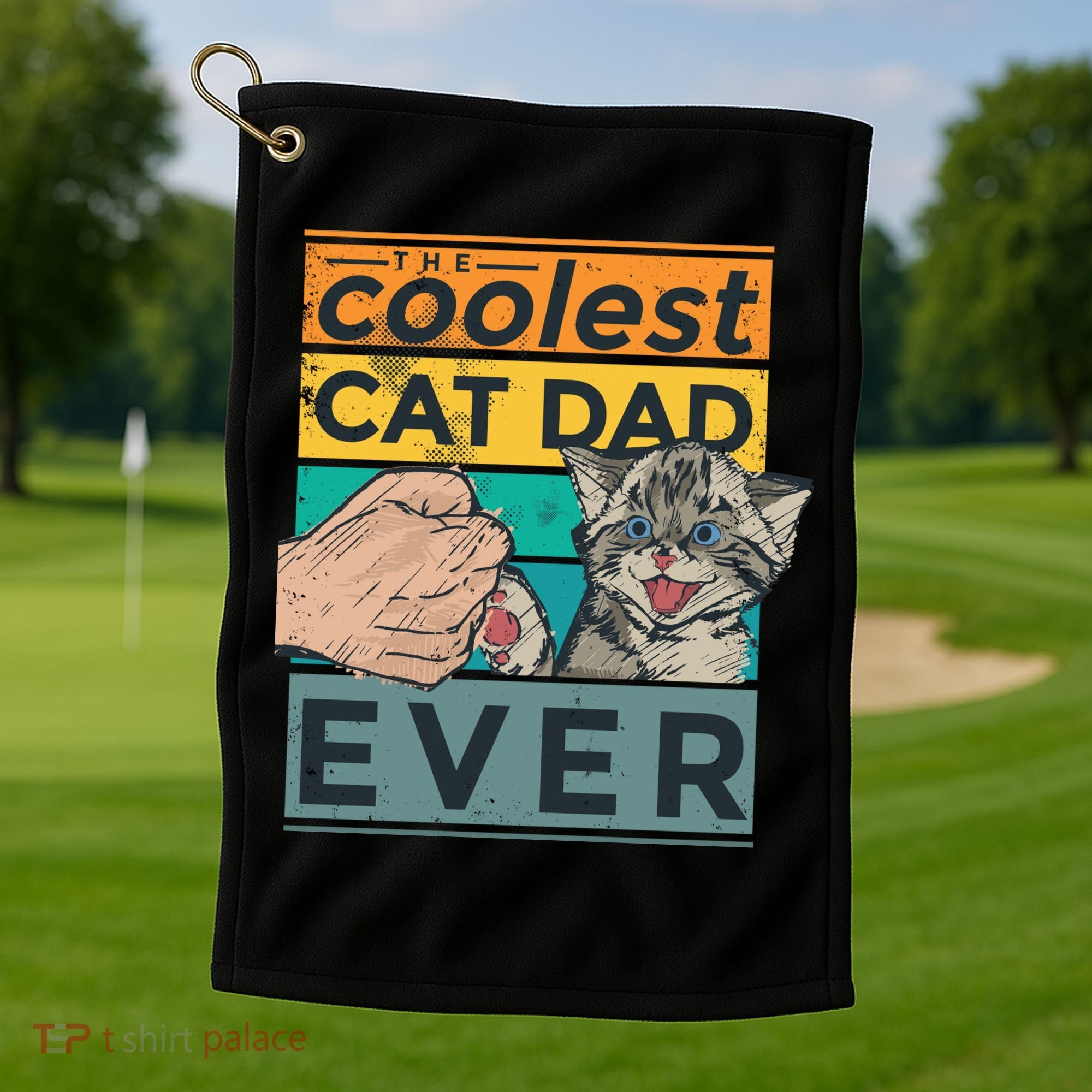 The Coolest Cat Dad Ever Golf Towel