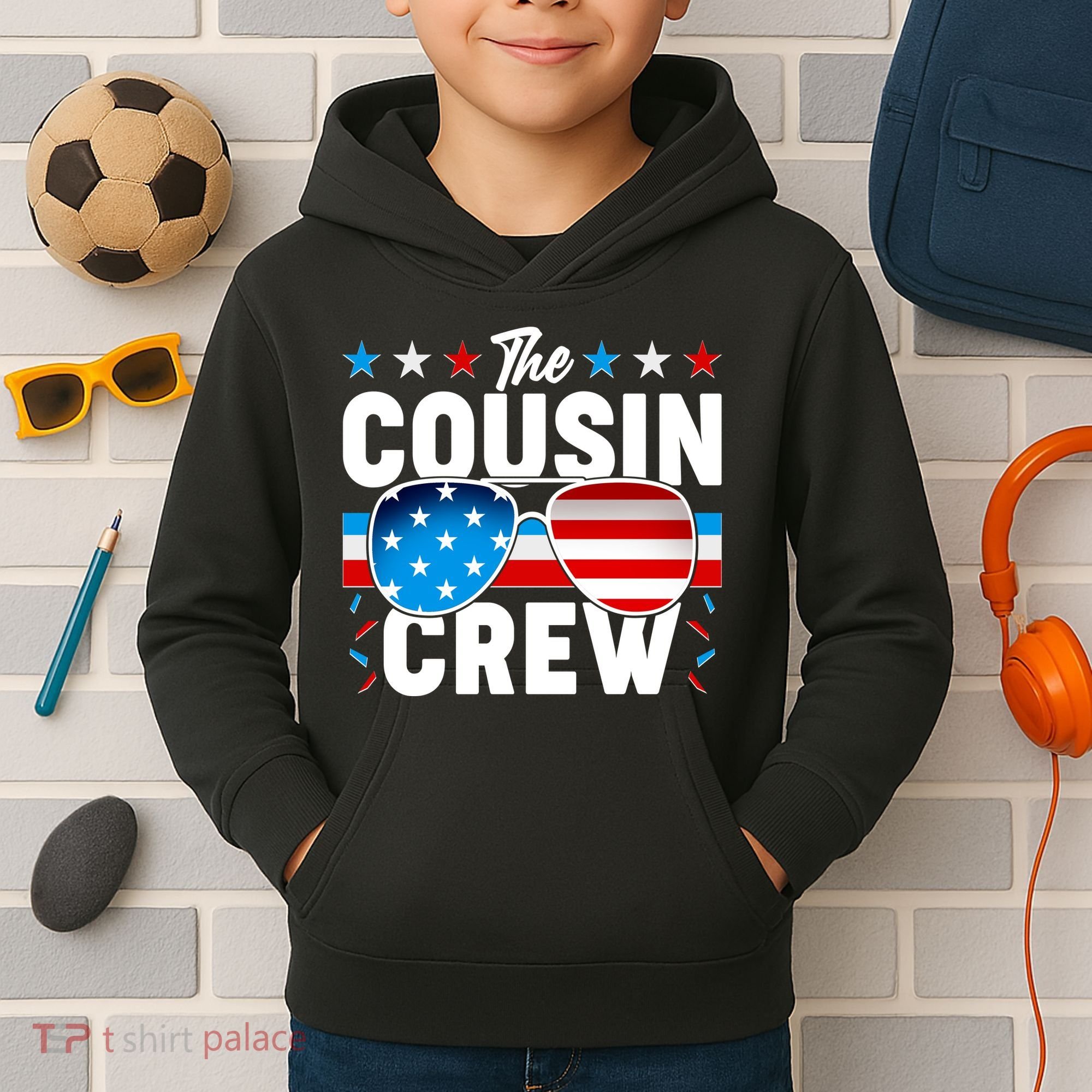 The Cousin Crew USA American Flag Kids Hoodie