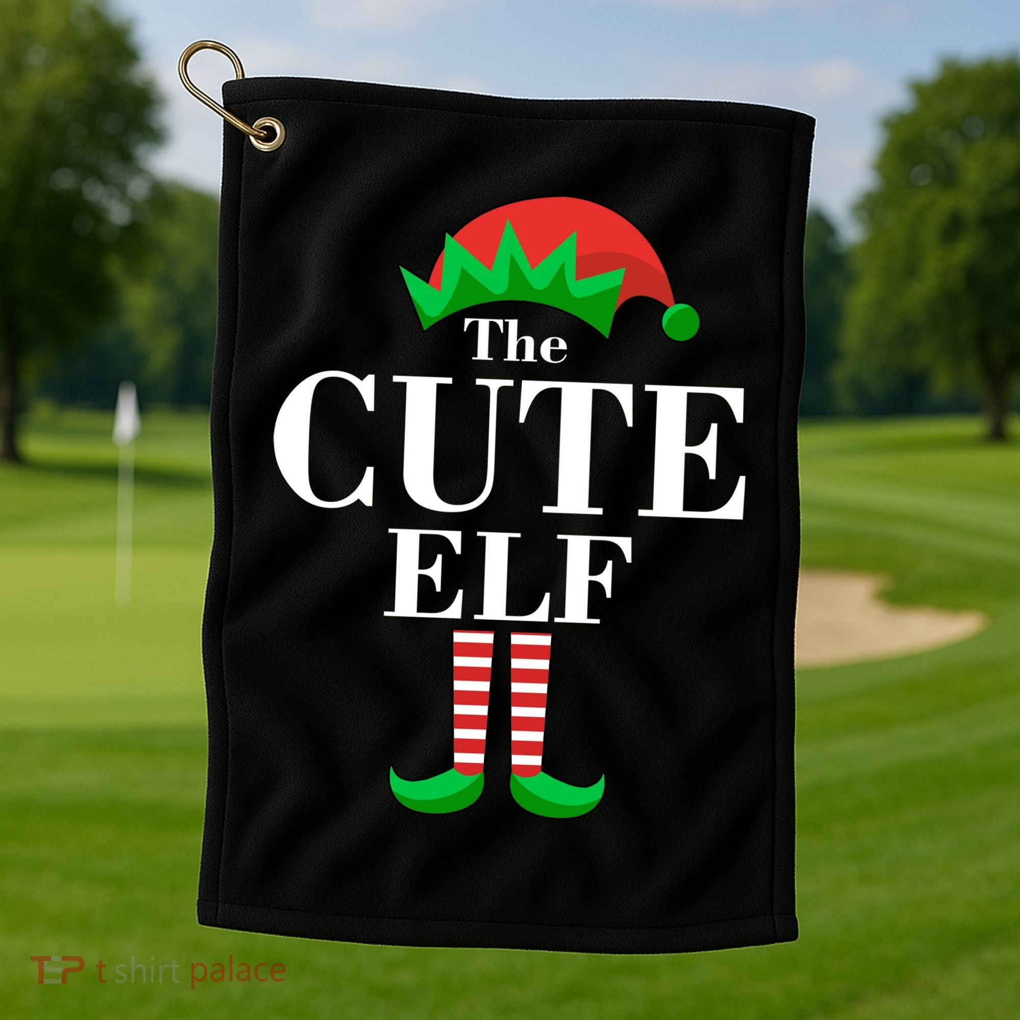The Cute Elf Family Matching Christmas Golf Towel