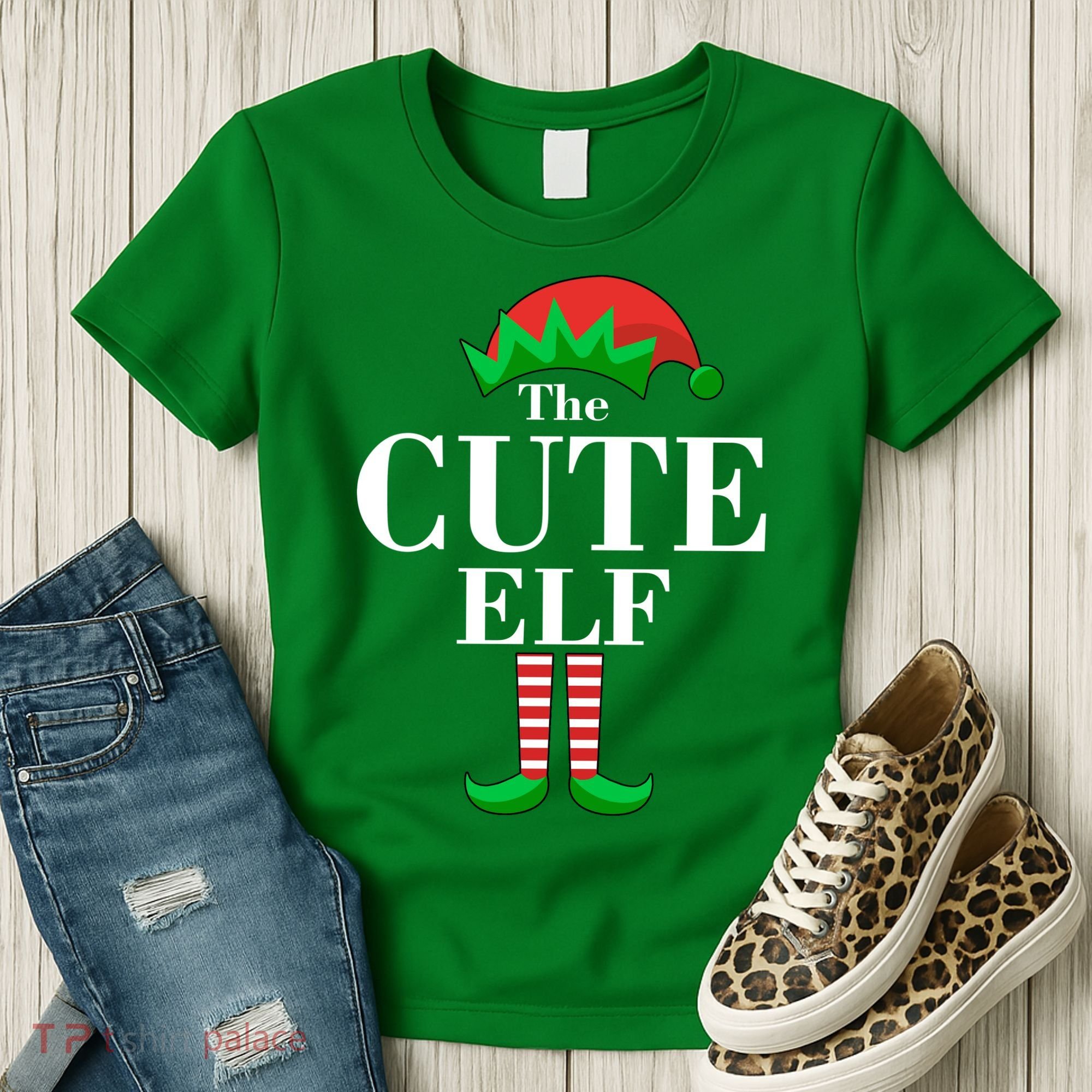 The Cute Elf Family Matching Christmas Women's T-Shirt