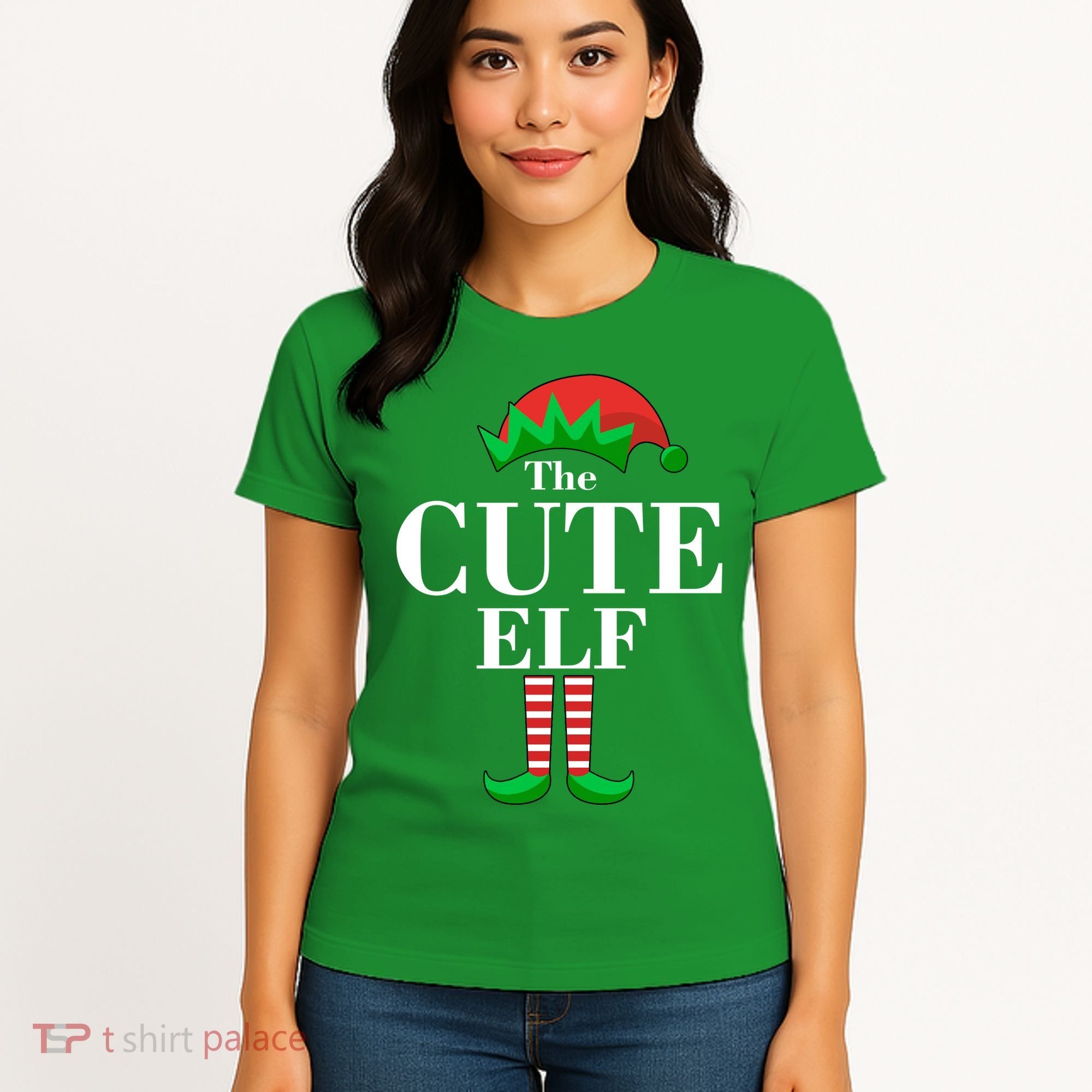 The Cute Elf Family Matching Christmas Women's T-Shirt