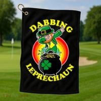 The Dabbing Leprechaun Irish Rainbow Dab St. Patrick's Day Golf Towel thumb 1