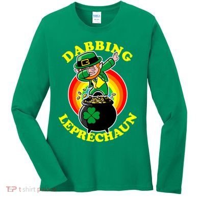 The Dabbing Leprechaun Irish Rainbow Dab St. Patrick's Day Women's Long Sleeve Shirt