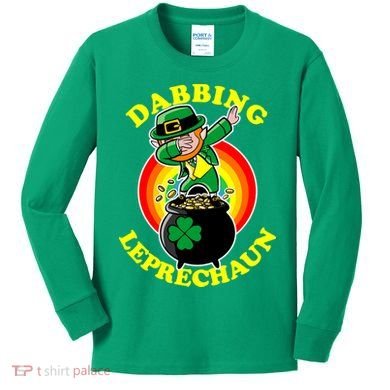 The Dabbing Leprechaun Irish Rainbow Dab St. Patrick's Day Kids Long Sleeve Shirt