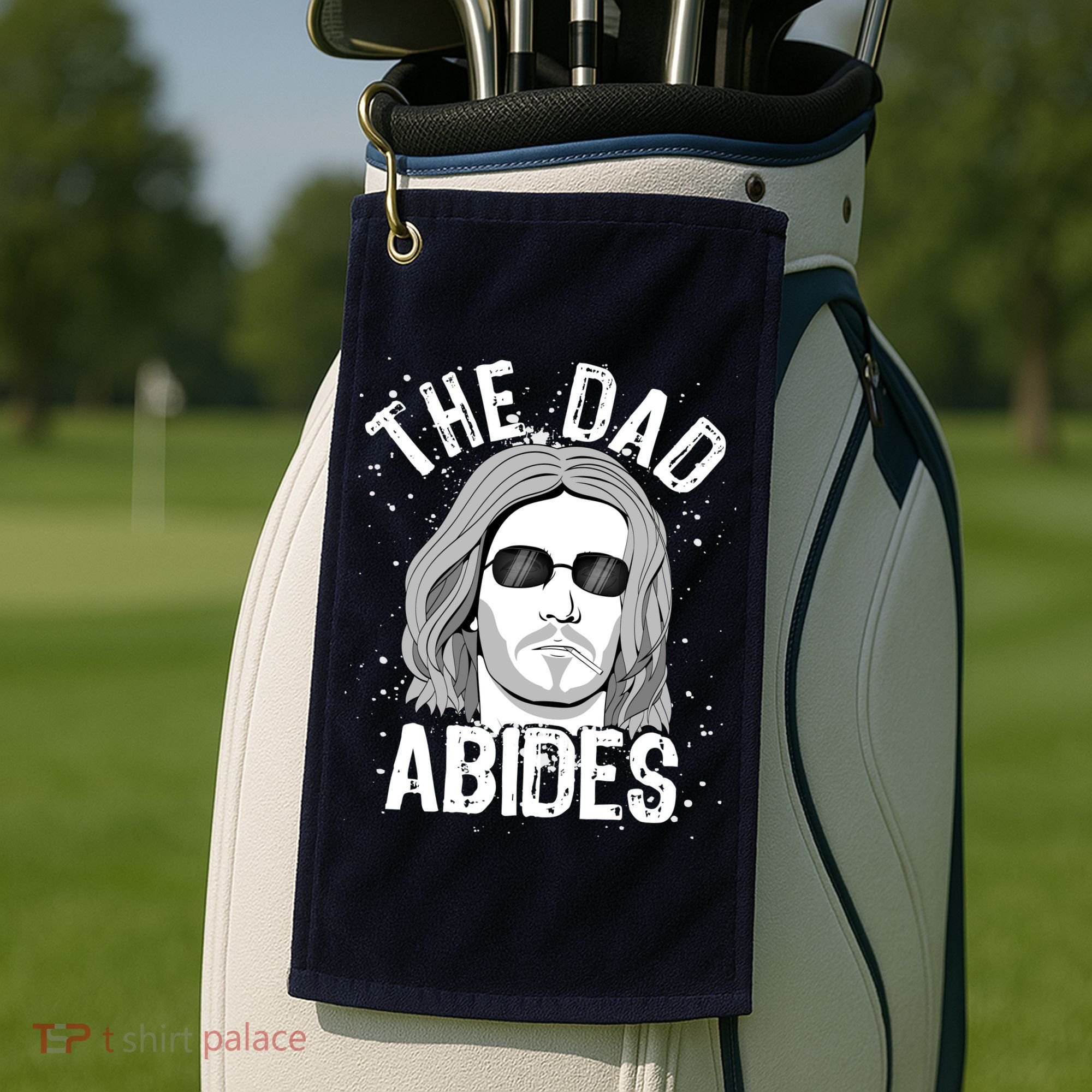 The Dad Abides Coll Shades Golf Towel