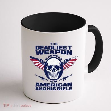The Deadliest Weapon American And His Rifle Coffee Mug back