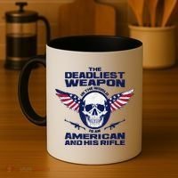 The Deadliest Weapon American And His Rifle Coffee Mug thumb 4