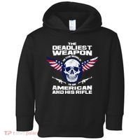 The Deadliest Weapon American And His Rifle Toddler Hoodie thumb 0