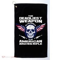 The Deadliest Weapon American And His Rifle Golf Towel thumb 0
