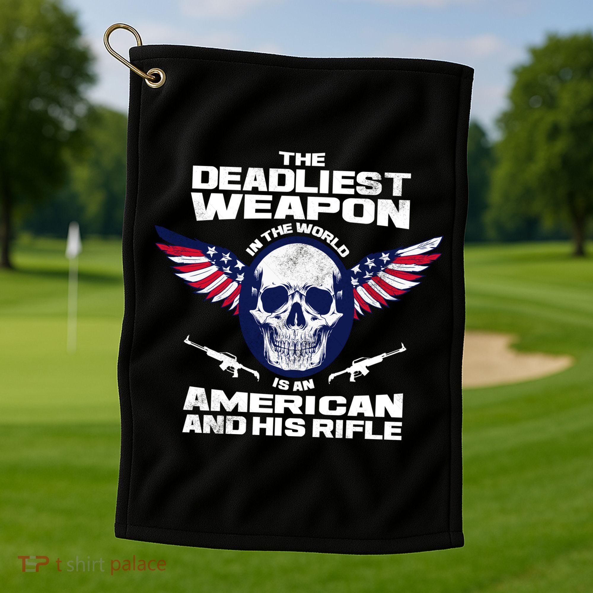 The Deadliest Weapon American And His Rifle Golf Towel