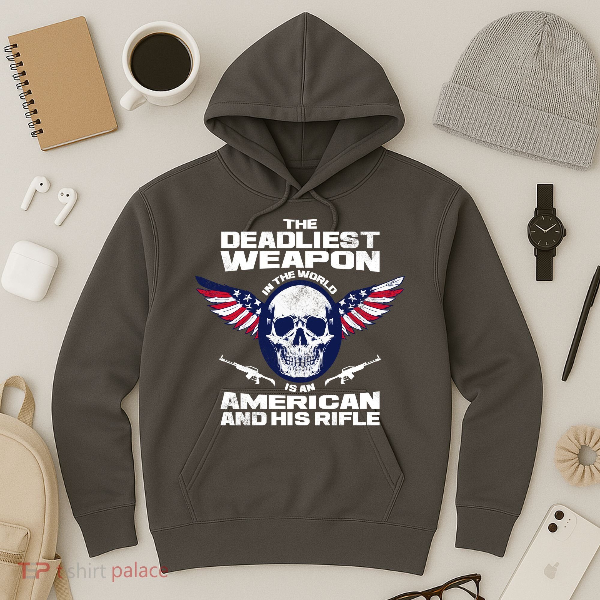 The Deadliest Weapon American And His Rifle Hoodie