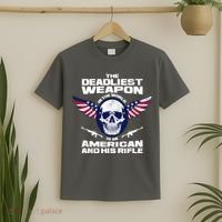 The Deadliest Weapon American And His Rifle T-Shirt thumb 2