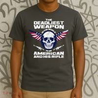 The Deadliest Weapon American And His Rifle T-Shirt thumb 3