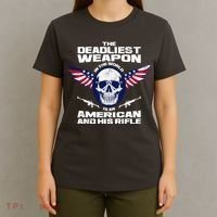 The Deadliest Weapon American And His Rifle T-Shirt thumb 4