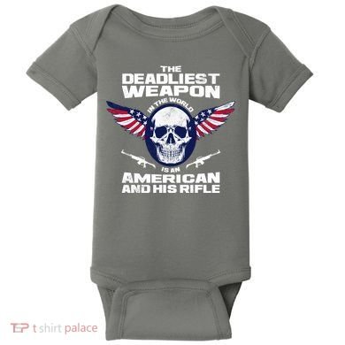 The Deadliest Weapon American And His Rifle Baby Bodysuit